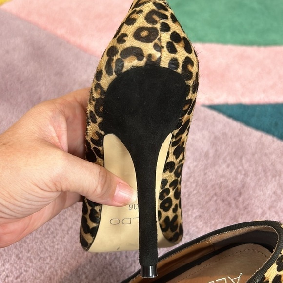 Aldo Leopard Print Pointed Leather Heels Size 5 - Picture 15 of 17
